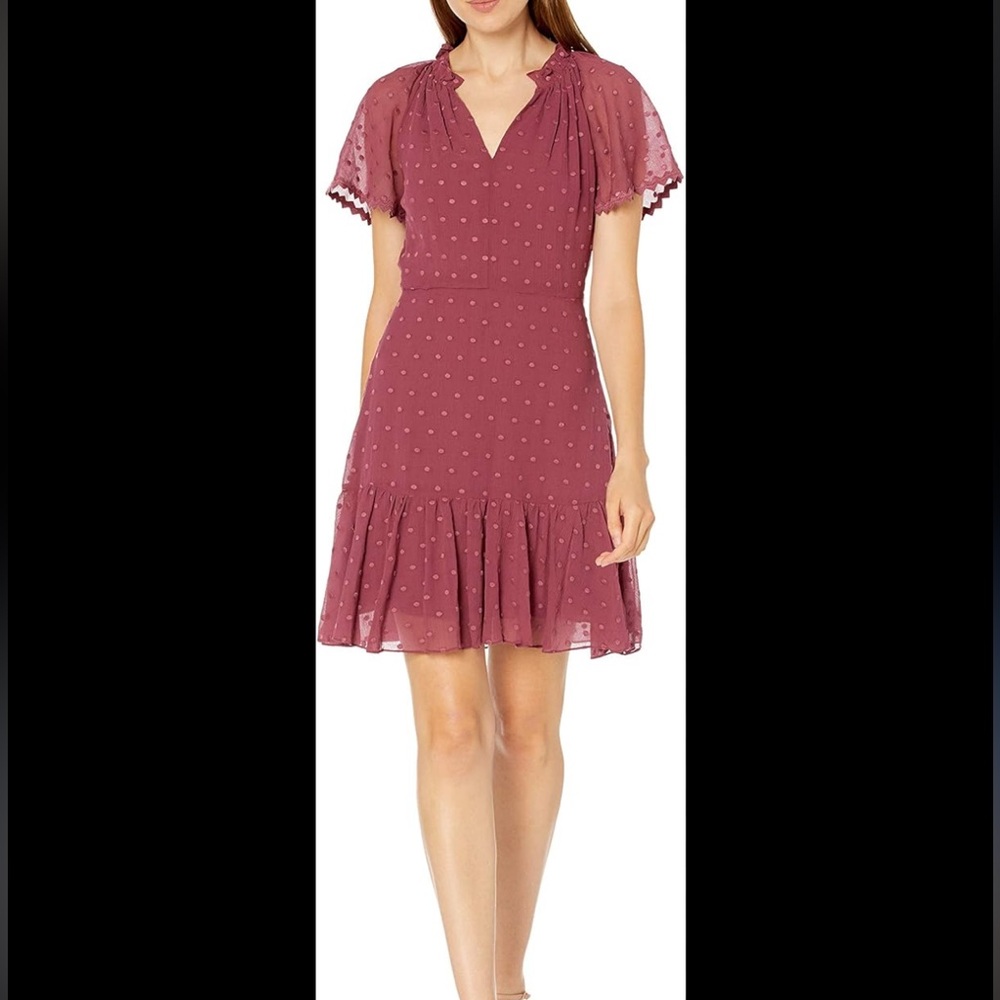 Rebecca Taylor Embroidered Short dress - Burgundy